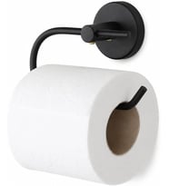 Siyah Açık Tuvalet Kağıtlığı, Yapışkanlı ve Vidalı Montajlı Tuvalet Kağıdı Askısı, Mat Siyah Statik Boyama, 35 mm Oval Bantlı Banyo Aksesuarı