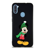 Samsung Galaxy A11 Soft Premier Kapak Mickey Mouse-G Tasarımlı Silikon Kılıf - Siyah (Şeffaf)