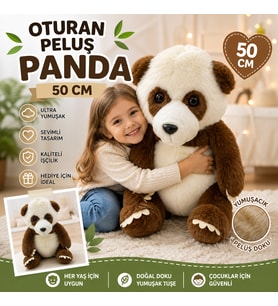 Oyuncak Peluş 50 CM Oturan Panda Ultra Yumuşak Sevimli Panda Peluş Oyuncak Büyük Boy