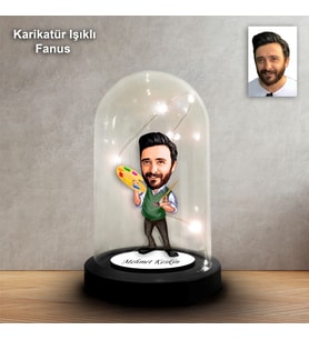KİŞİYE ÖZEL RESSAM TASARIM IŞIKLI KARİKATÜR FANUS BİBLO FN140