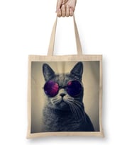 Gözlüklü Kedi Cats Bez Çanta Uzun Saplı