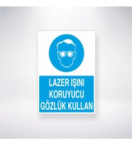 Lazer Işını Koruyucu Gözlük Kullan 21x28 Arkası Yapışkanlı Levha
