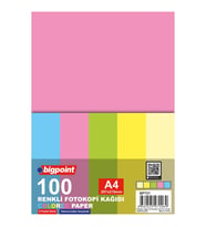 Bigpoint A4 Renkli Fotokopi Kağıdı 5 Pastel Renk 100'lü Paket