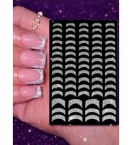 Gümüş Simli Fransız Manikür Tırnak Sticker, Nail Art Süsleme, Protez Tırnak Kalıcı Oje için Dekoratif Çıkartma
