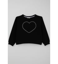 Breeze Kız Çocuk Sweatshirt Taşlı Kalp Baskılı 7-12 Yaş, Siyah