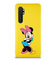 Xiaomi Mi Note 10 Lite Soft Premier Kapak Minnie Mouse-D Tasarımlı Silikon Kılıf - Sarı (Şeffaf)