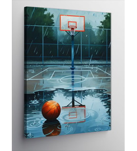 Kanvas Tablo Yağmurlu Basketbol Sahası