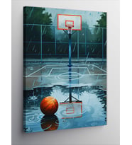 Kanvas Tablo Yağmurlu Basketbol Sahası
