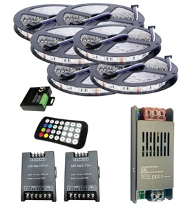 30 Metre 12V 60 Ledli RGB İç Mekan Şerit Led 30A Slim Trafo 36A 28 Tuş RF Led Kontrol 2Ad 36A RGB Am