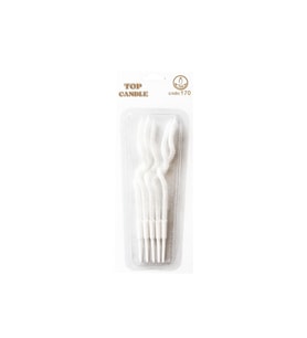 Simli Kıvrık Mum Seti 12cm 5li Beyaz