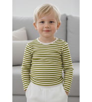 Breeze Erkek Bebek Uzun Kollu Tişört Patlı Çizgili 9 Ay-3 Yaş, Yeşil
