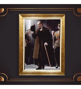 Altın Varaklı Çerçeveli Paspartulu Atatürk Tablo nl02A337 (Gold)