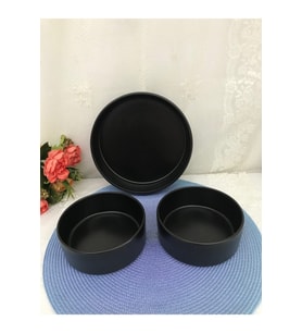 Set İçeriği: 3 Parça Stackable Kase, Siyah, 21cm ve 14cm