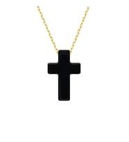 Altın Siyah Porselen Cross Kolye