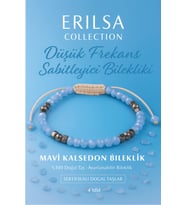 Sertifikalı Düşük Frekans Sabitleyici Bileklik - Mavi Kalsedon Terahertz Doğal Taş 4mm (Çok Renkli)
