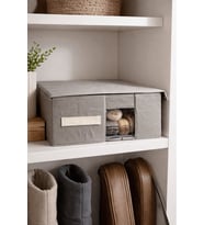 Pencereli Kapaklı Katlanabilir Çok Amaçlı Bez Saklama Kutusu Hurç Organizer Düzenleyici 37x32x15 cm (Standart)