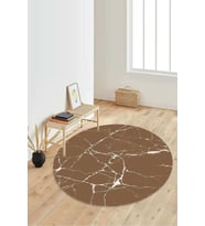 Dijital Baskılı Kaymaz Taban Yıkanabilir Yuvarlak Salon Halısı Koridor Halısı Paspas NDY-HT-419 (Kahverengi)