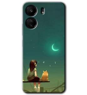 Xiaomi Redmi 13C Kılıf HD Desen Baskılı Kılıf - Kedili Kız