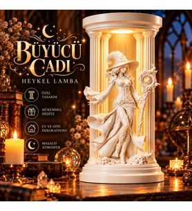 Büyücü Cadı LED Heykel Lamba – Dekoratif Fantastik Gece Lambası