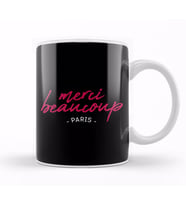 French Slogan Merci Beaucoup Kupa Bardak Porselen