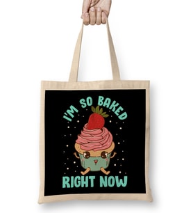 Cute & Funny I'm So Baked Right Now Cupcake Pun Bez Çanta Uzun Saplı