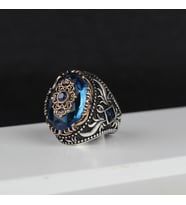 Blue Topaz Taşlı 925 Ayar Gümüş Yüzük