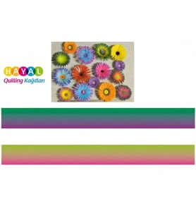 Hayal Koyu Yeşil - Mor,  Pembe- Açık Yeşil Renk Geçişli Quilling Kağıdı