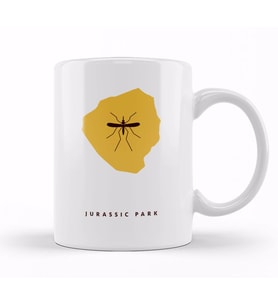 Jurassic Park Amber Fossil Movie Silhouette Kupa Bardak Porselen