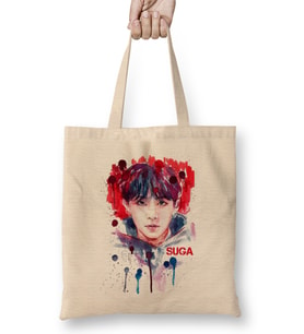 Bts Suga Red & Blue Bez Çanta Uzun Saplı