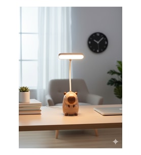 Sevimli Capybara Ayıcık LED Masa Lambası, Çocuk Odası ve Gece Işığı (Krem)
