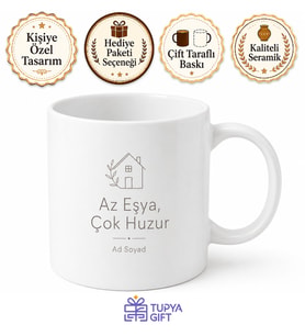 Minimalist Dekorasyon Az Eşya Sade Yaşam Huzur Temalı Porselen Kupa Bardak Hediye