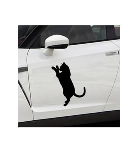 Komik Kedi Tasarım Çıkarılabilir Su Geçirmez Oto Sticker 2 Parça 14*18 Cm