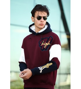 Miron High Nakışlı Oversize Sweatshirt - Bordo