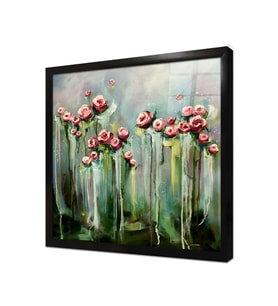 Tablosan Modern Çiçekler Çerçeveli Cam Tablo