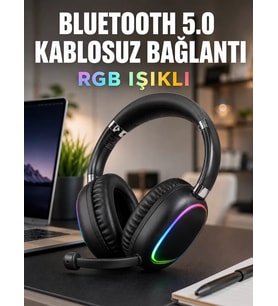 Northcity Kablosuz Kulak Üstü Kulaklık - Bluetooth 5.0 RGB Aydınlatmalı ve Mikrofonlu