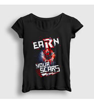 Presmono Kadın Siyah Earn Your Scars Güreş Wwe Edge T-Shirt 521258tt