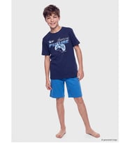 LCW Kids Lacivert Bisiklet Yaka Erkek Çocuk Şortlu Pijama Takımı