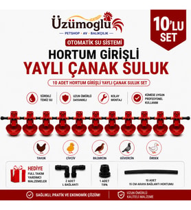 10 adet Hortum Girişli Yaylı Çanak Suluk Otomatik Tavuk Civciv Suluk Sistemi