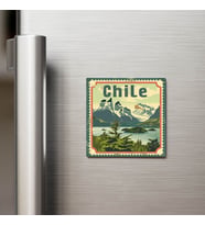 Şili Chile - Posta Pulu Temalı Ülke - Baskılı Buzdolap Magneti Kare - 9x9 cm