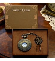 Kişiye Özel Retro Vintage Roma Rakamı Temalı Köstekli Cep Saati