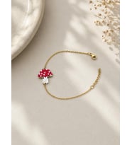 Minimal Tasarım Kırmızı Beyaz Mantar Charm Bileklik