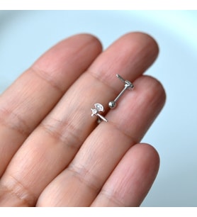 Mini Balta Helix Piercing Kıkırdak Cerrahi Çelik Gümüş Renk (Çok Renkli)