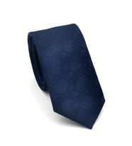 Şal Desenli Lacivert Dokuma Kumaş Mendilli Slim Fit Kravat // SDK-2509-1