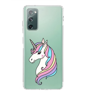 Samsung Galaxy S20 FE Uyumlu Kamera Korumalı Kapak Unicorn Tasarımlı  Şeffaf  Kılıf