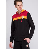 Galatasaray Orijinal Sweat Kapüşonlu Fermuarlı Siyah (Kırmızı-Siyah)