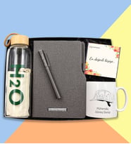 Kişiye Özel Termo Deri Gri Defter & Bambu Kapaklı Cam Matara & Gri Renk Roller Kalem & Mühendislere Özel Baskılı Kupa Hediye Seti