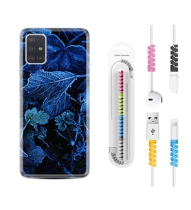 Samsung a71 A72 A73 A7 A9 2018 C7 C9 Kılıf Kablo Koruma Spiral Silikon Blue Foid 1628
