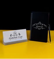 Kişiye Özel Beton Masa İsimlik ve Defter Seti (Siyah)