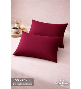More Home  Pamuklu Yastık Kılıfı  (2 Adet) 50 x 70 cm Bordo
