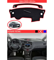 Kia Ceed 2013+ Modelleri Için Uygun Torpido Koruma Halısı Siyah Kenar Renk Kırmızı